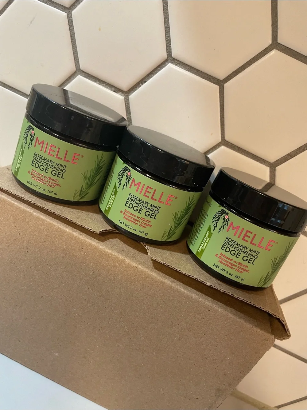 (3) Mielle Organics Rosemary Mint Hair Strengthening Edge Gel, 2oz each